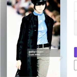 Anna Sui] Black Patterned short Fur Big buttons Maxi Coat